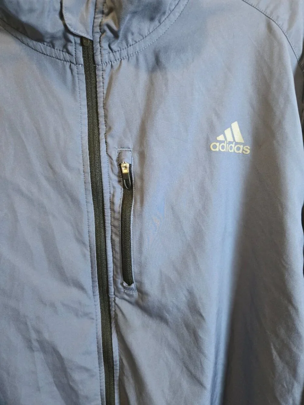 Adidas Running Blue Reflective Full Zip Lightweight Windbreaker Jacket Mens L